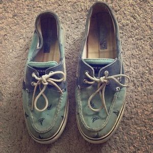 Baby blue sperry shoes
